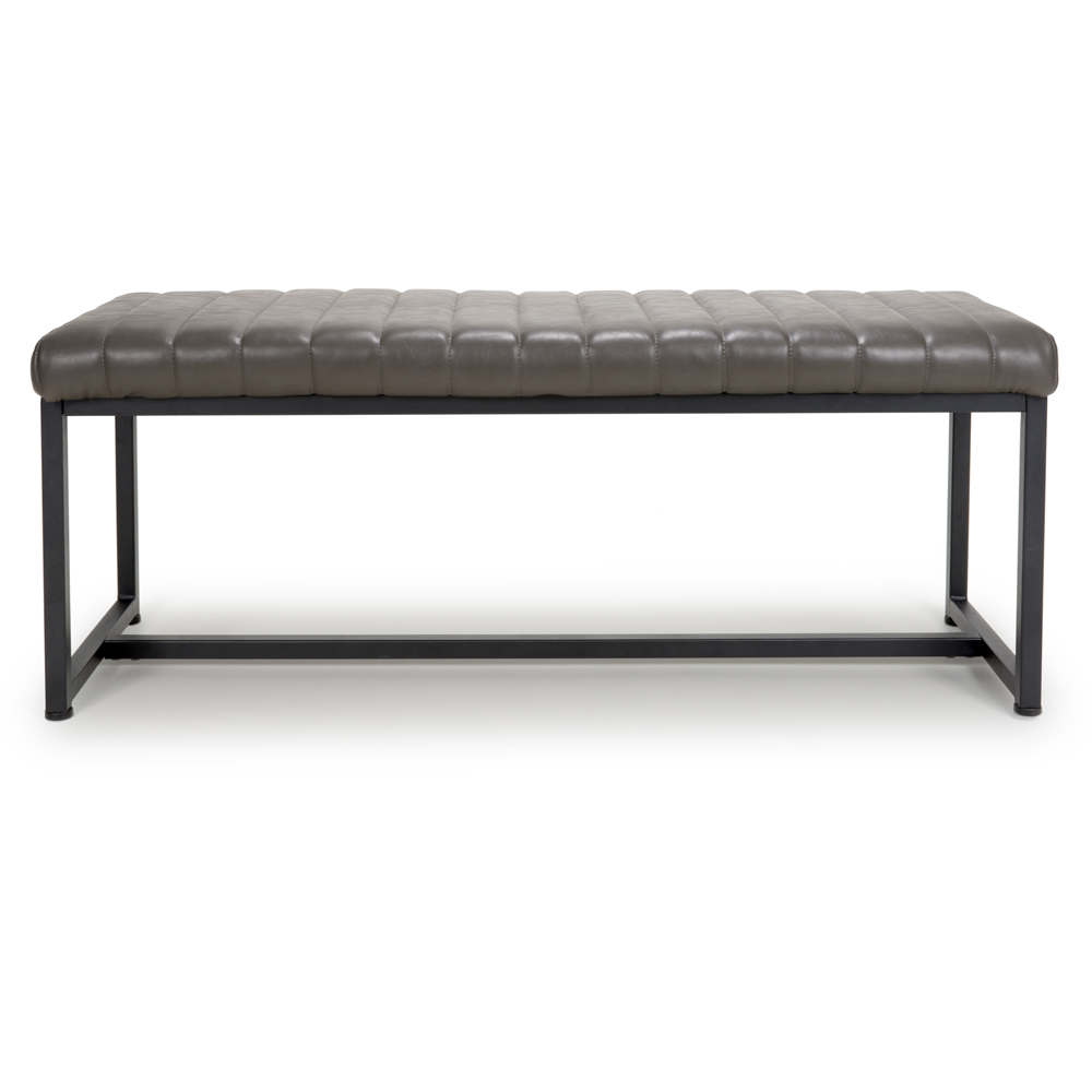 Archer Grey 2 Seater Leather Effect Dining Bench Image 6