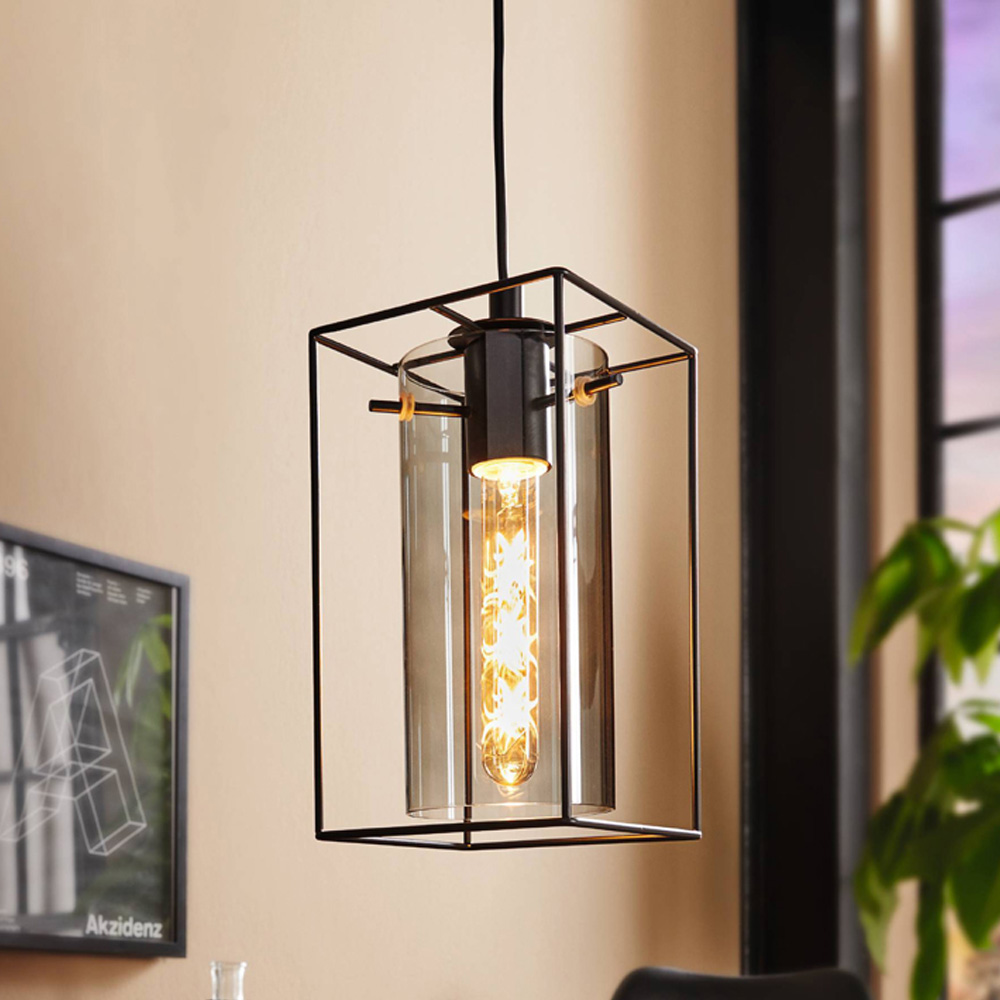 EGLO Loncino Caged Glass Pendant Light Image 2