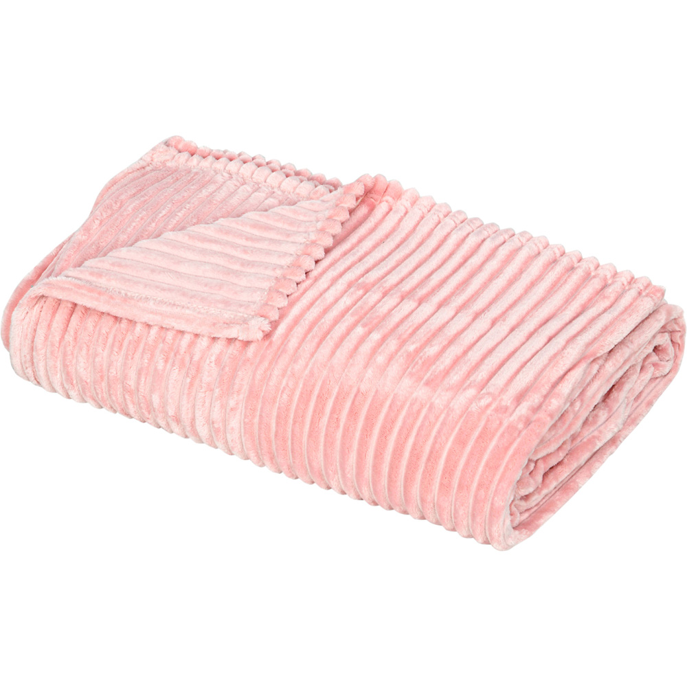 Portland King Size Pink Flannel Fleece Blanket 230 x 230cm Image 1