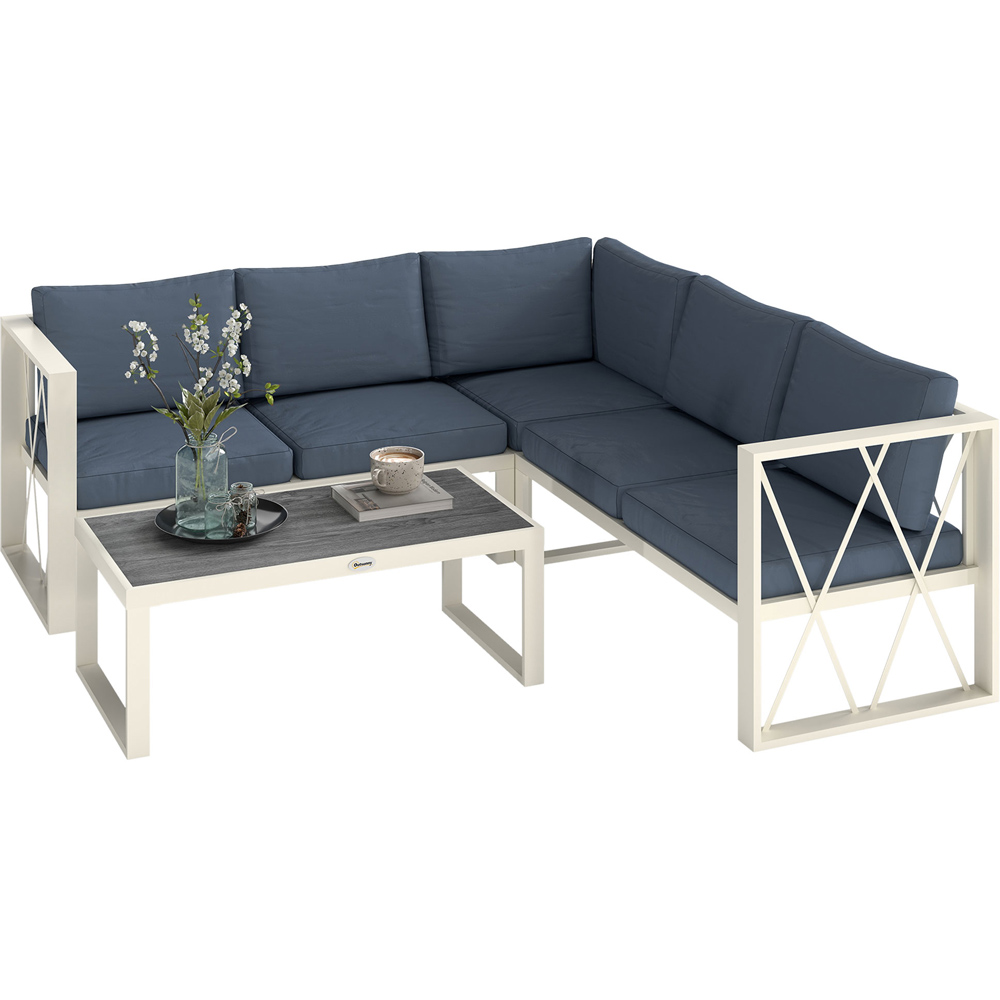 Outsunny 5 Seater Grey Garden Sectional Sofa Set with Adjustable Lounger Image 2
