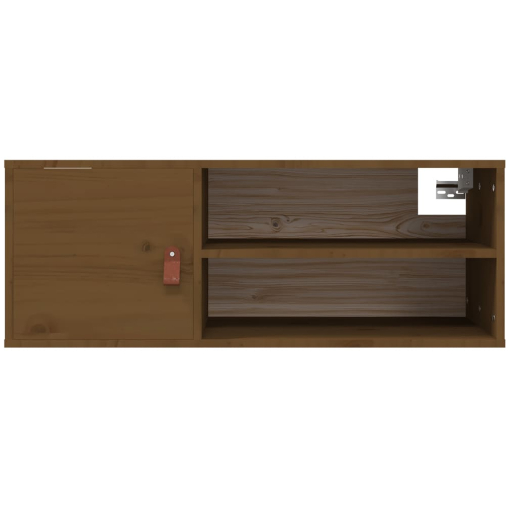 vidaXL Single Door 2 Shelf Honey Brown Solid Pine Wood Wall Cabinet Image 5