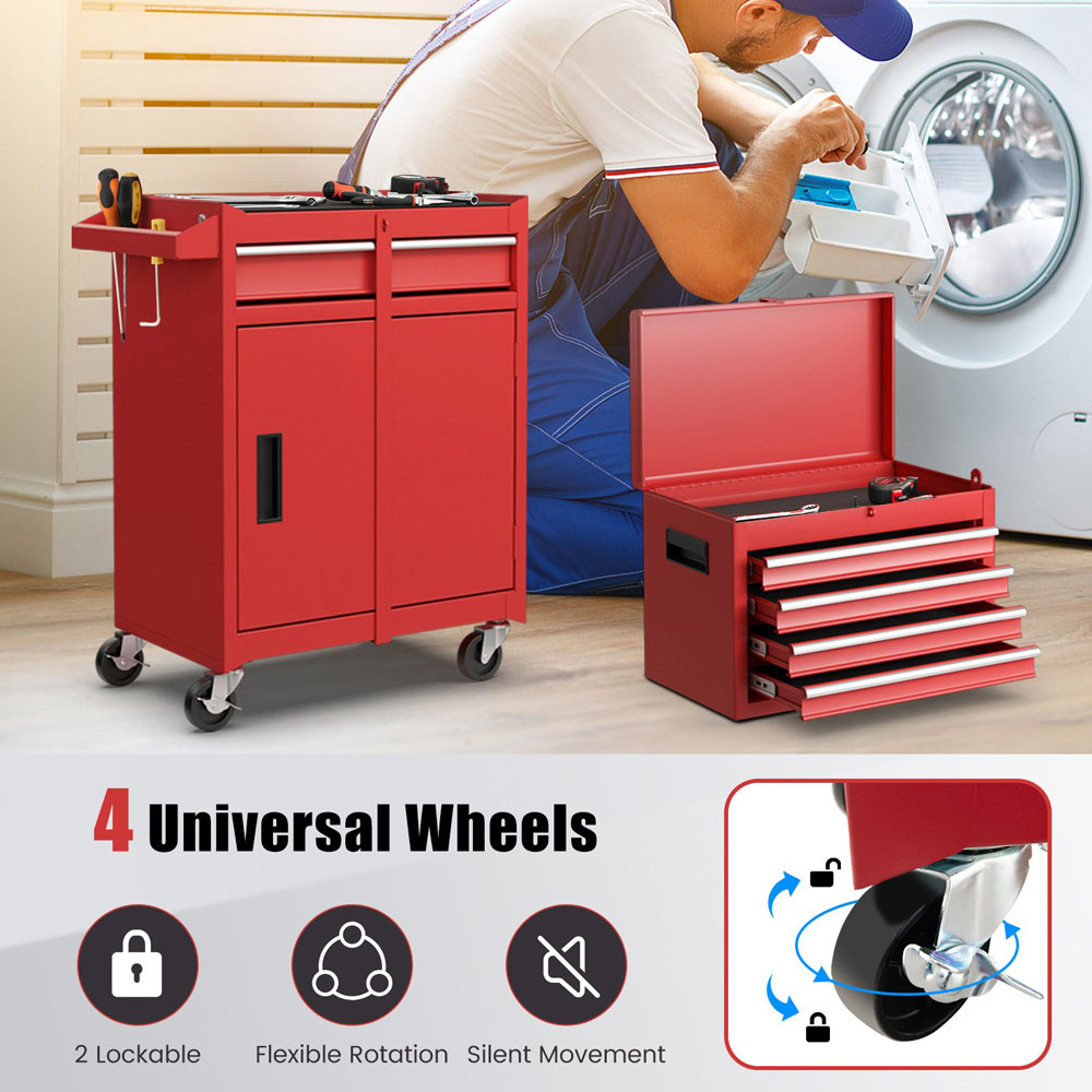 Costway 5 Drawer Red High Capacity Tool Storage Cabinet Image 3