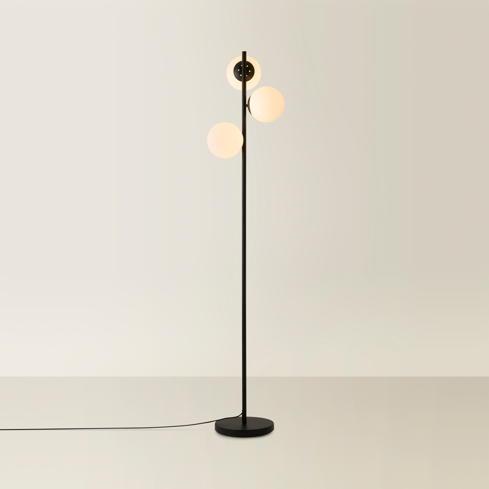 ValueLights Jas 3 Way Frosted White Glass Globe Shade Silver Chrome LED Floor Lamp Image 5