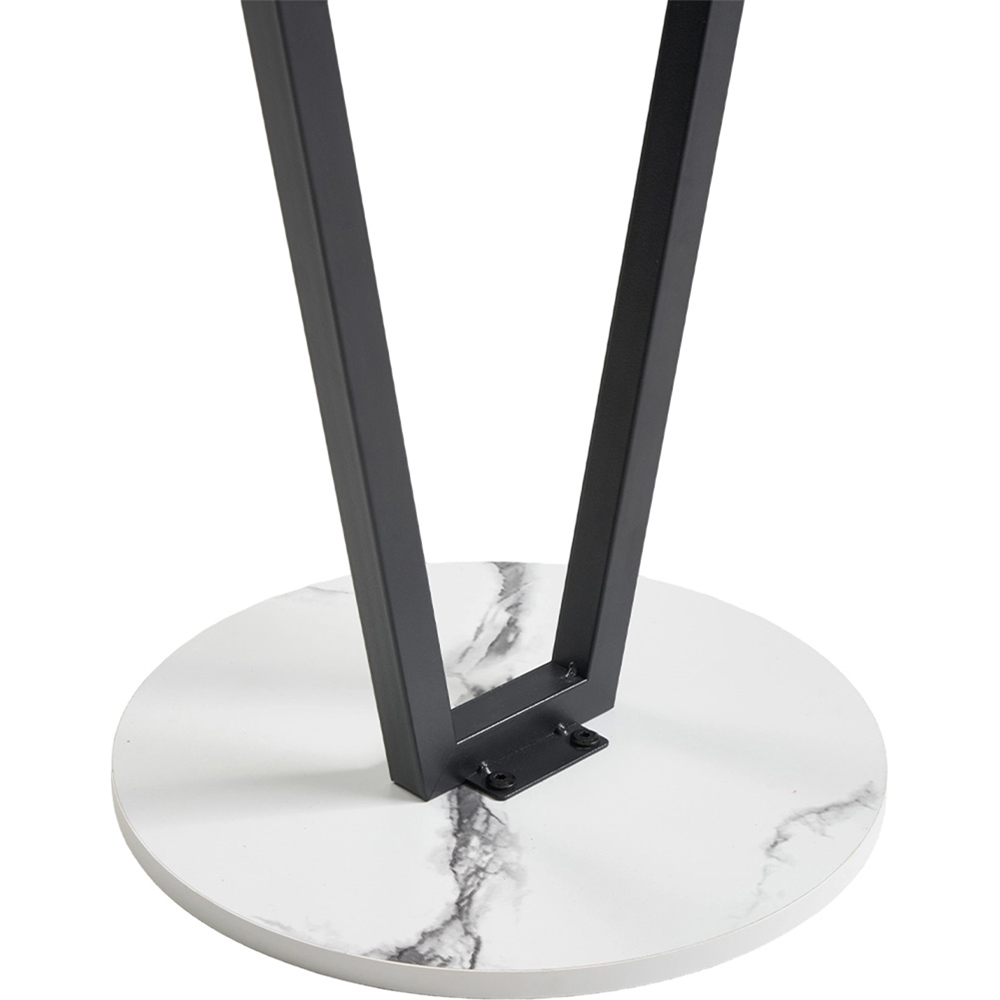 Living and Home White Marble Effect Round Side Table with Steel Frame Image 3