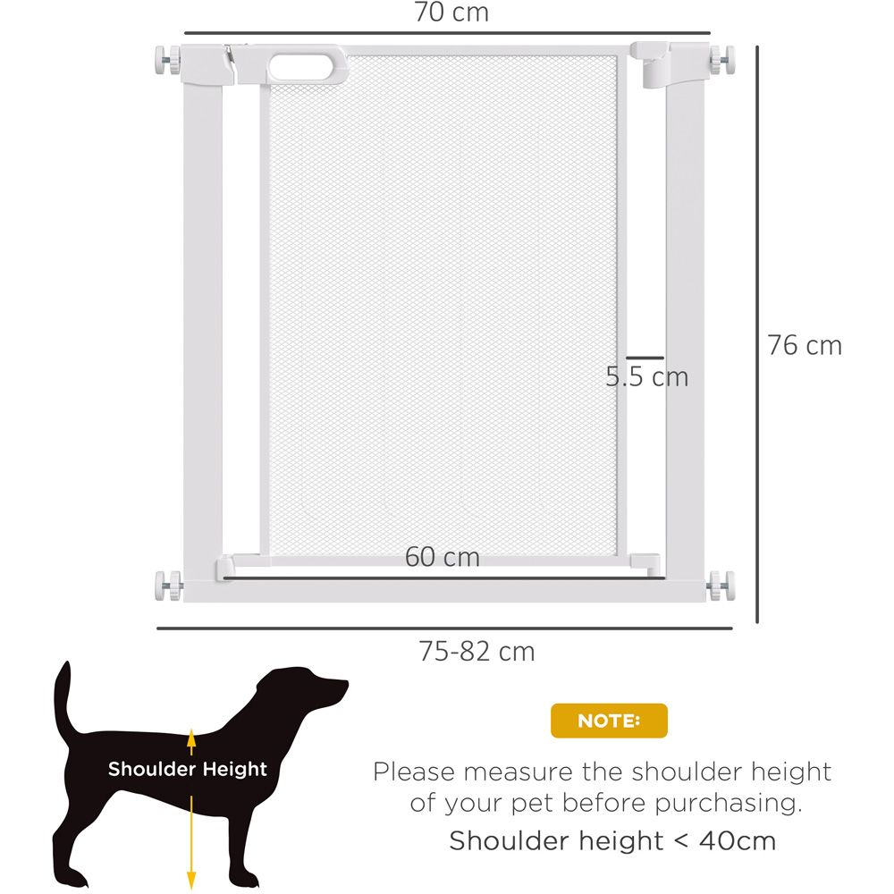 PawHut White 75-82cm Stair Pressure Fit Pet Safety Gate Image 7