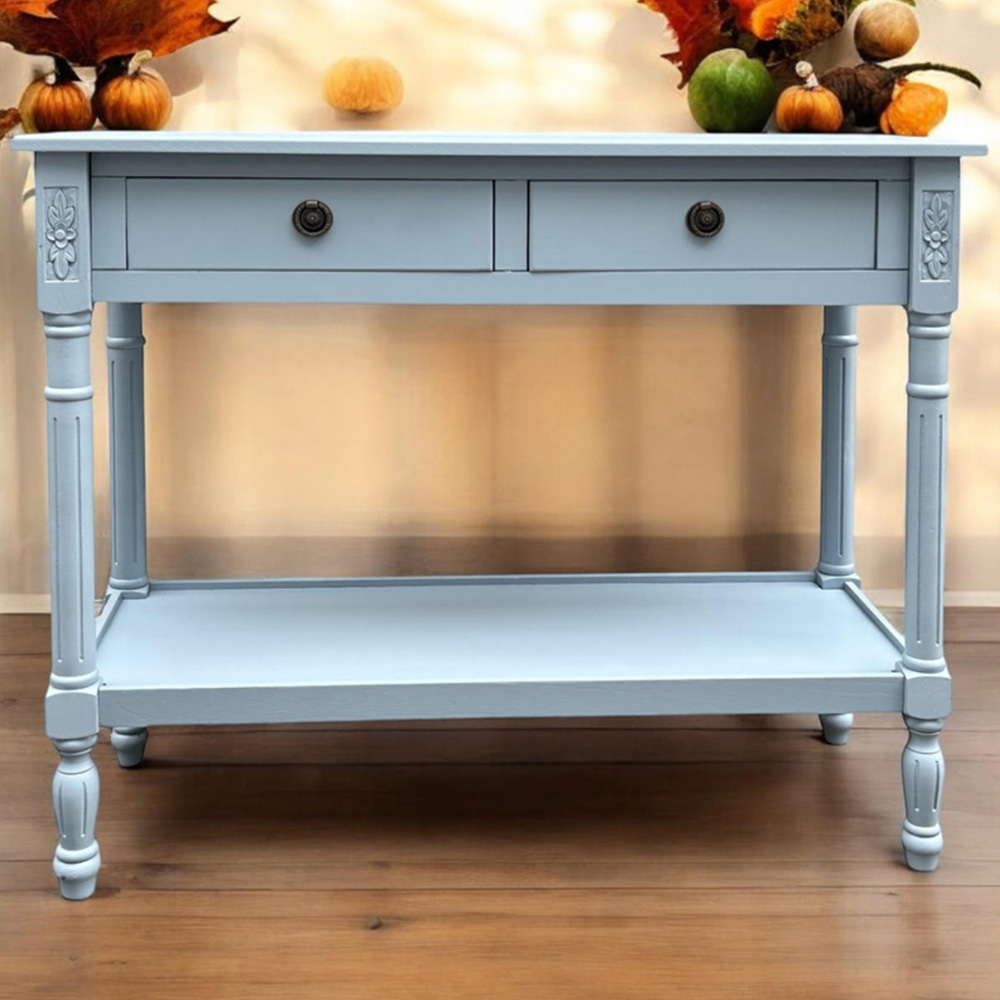 Acacia Home 2 Drawer Side Table Image 1