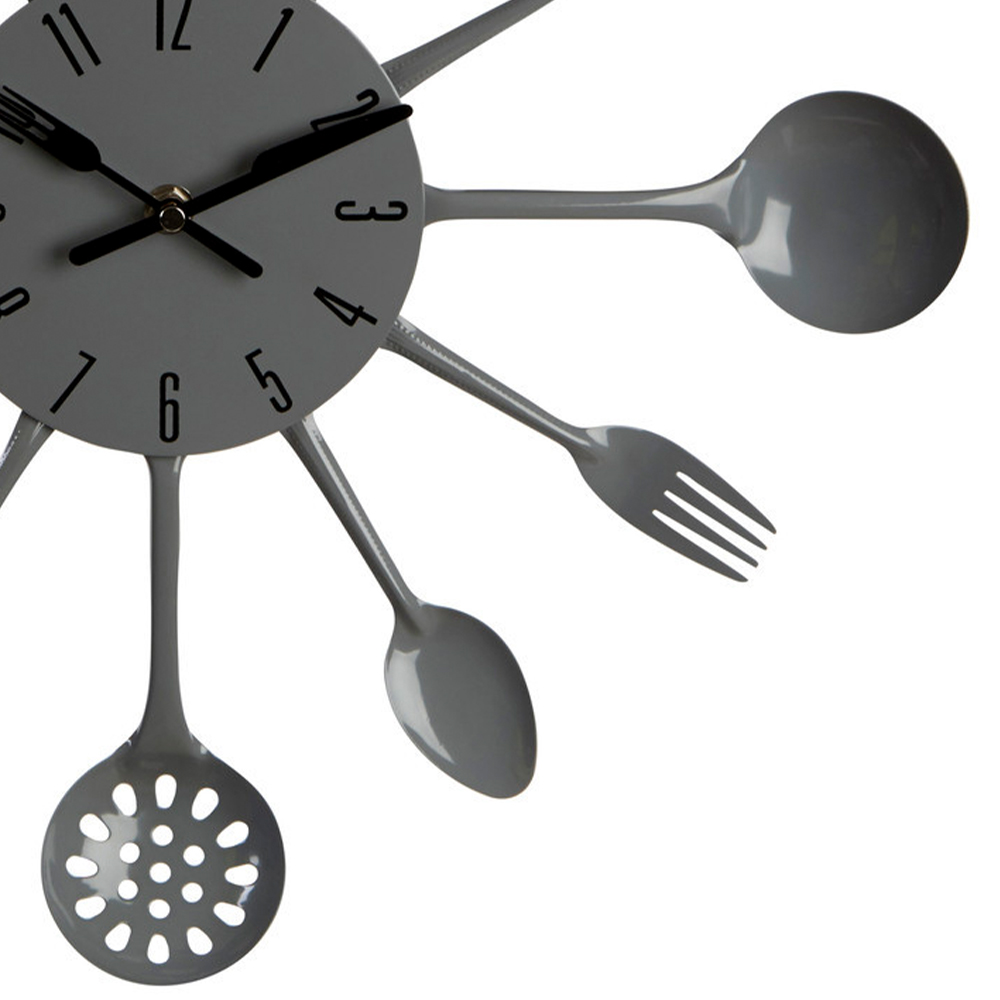 Premier Housewares Grey Cutlery Wall Clock Image 4