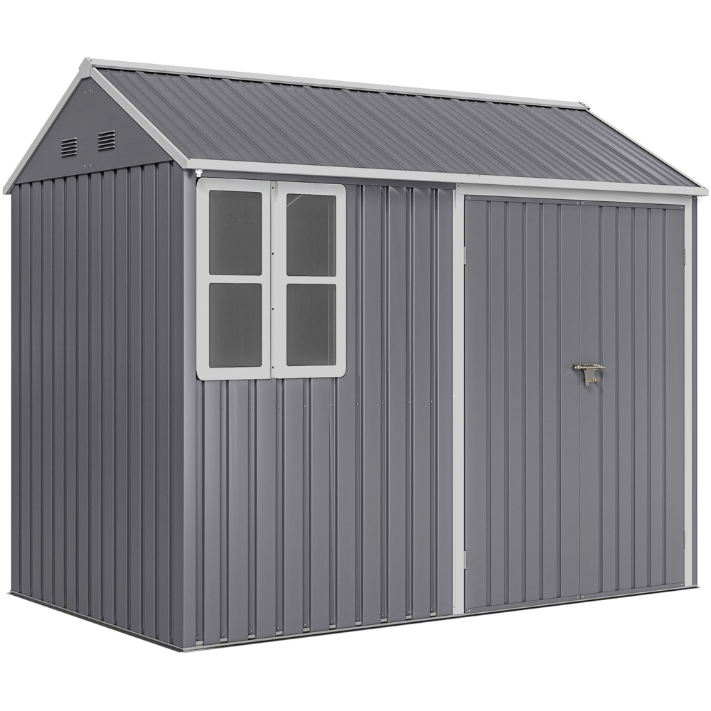 Outsunny 8.5 x 5.6ft Grey Metal Apex Garden Shed Image 1