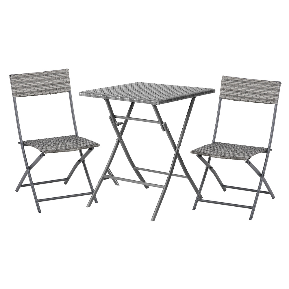 Outsunny Rattan Effect 2 Seater Bistro Set Grey Image 2