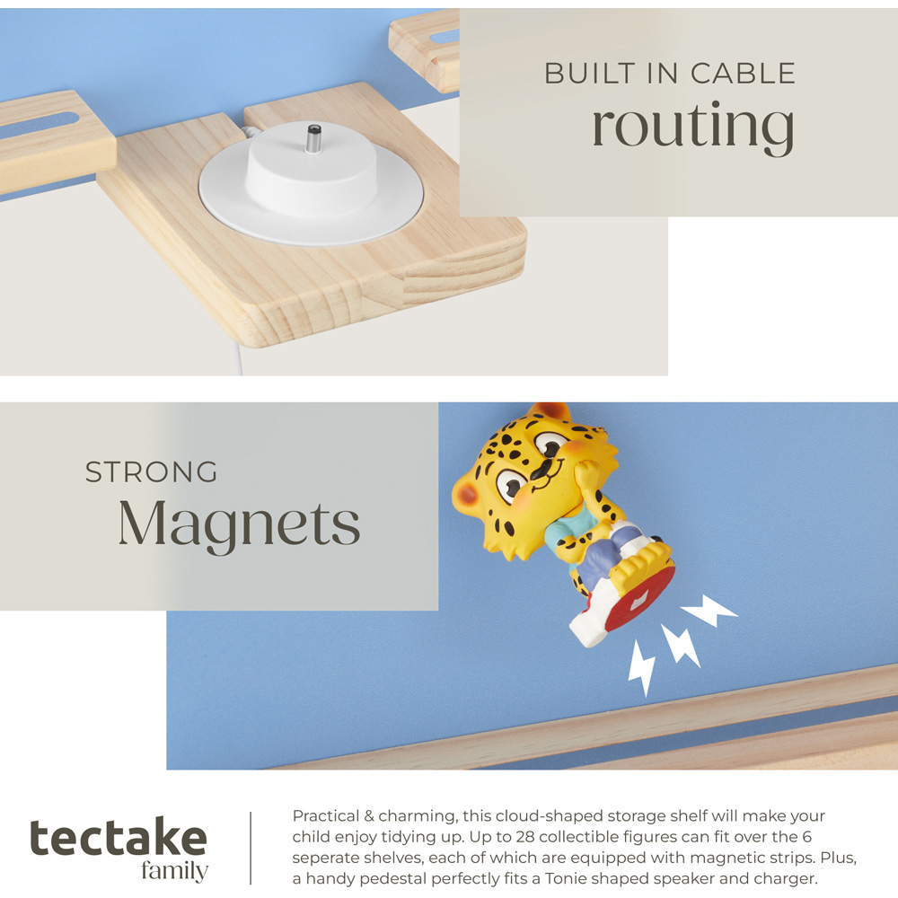 Tectake 7 Shelf Cloud Design Magnetic Strips Wall Shelf with integrated cable Image 8