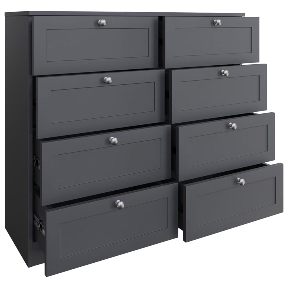 FWStyle Artus 8 Drawer Dark Grey Panelled Chest of Drawers Image 3