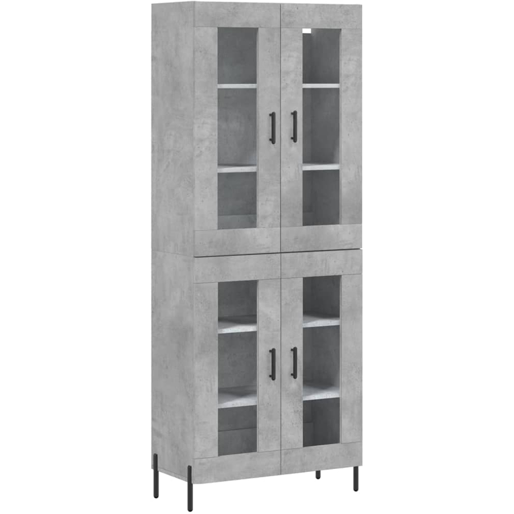 vidaXL 4 Glass Door Concrete Grey Highboard Image 2