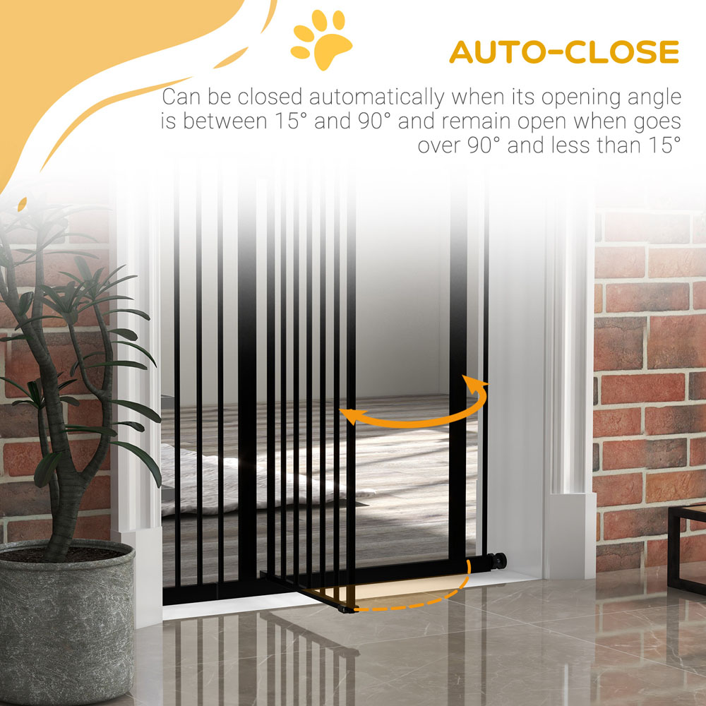 PawHut Black 74-94cm Adjustable Metal Pet Safety Gate Image 5