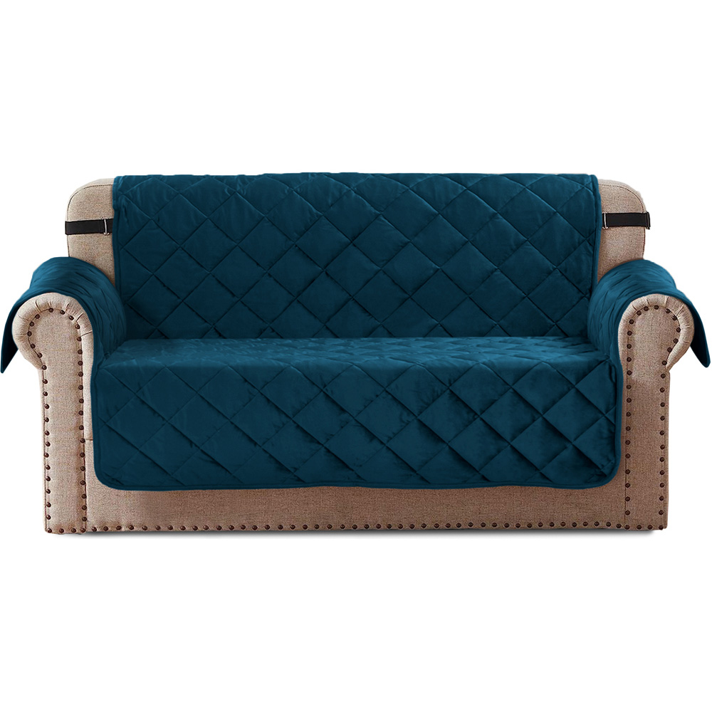 Homerepublic Luna 3 Seater Teal Matte Velvet Water-Repellent Sofa Protector Image 1