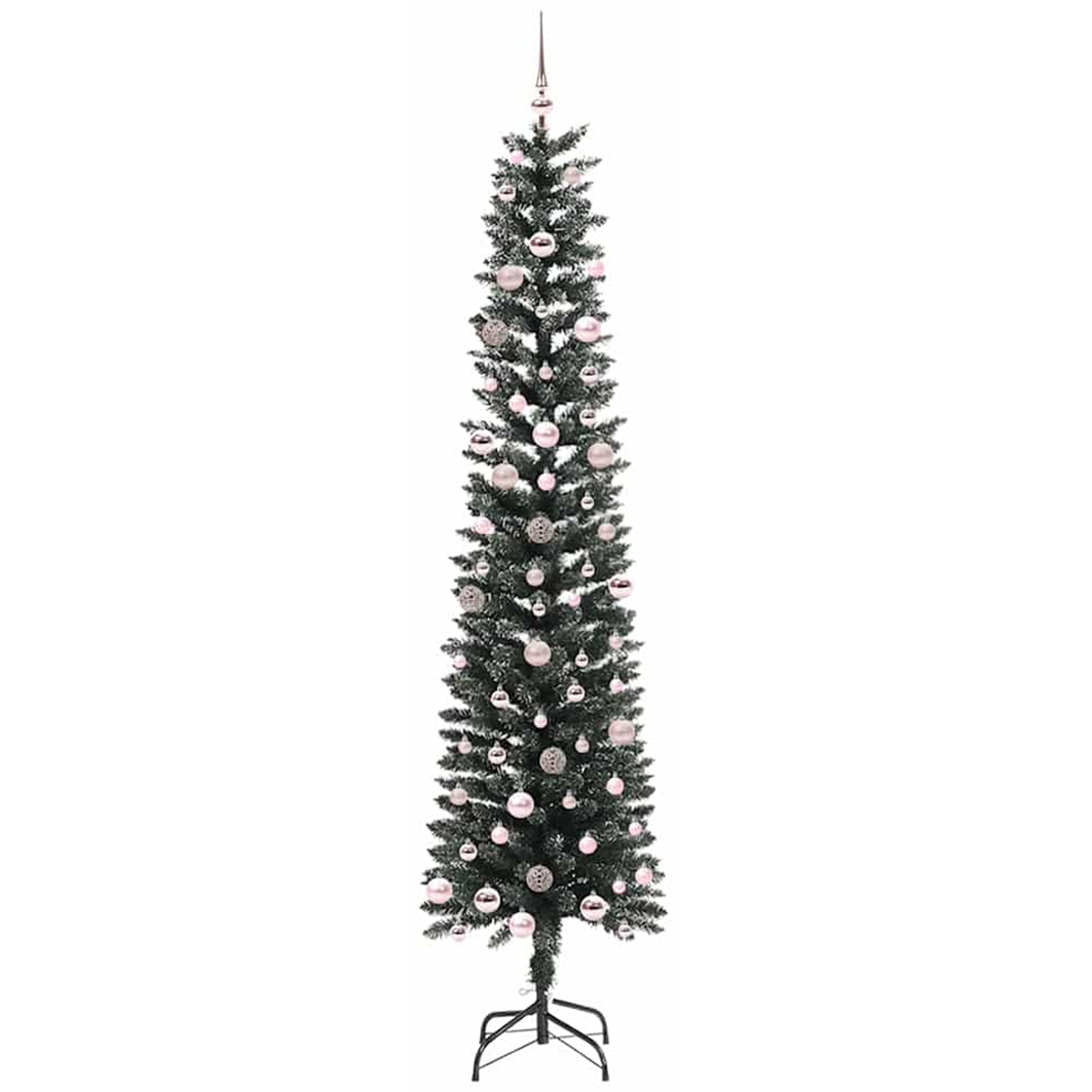 vidaXL Pre-Lit Pink Baubles Green Artificial Christmas Tree 8ft Image 4