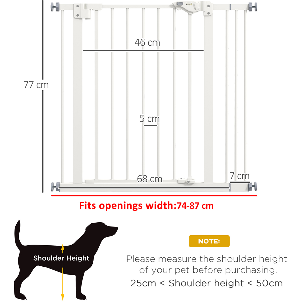 PawHut White 74-87cm Pet Safety Gate Image 8