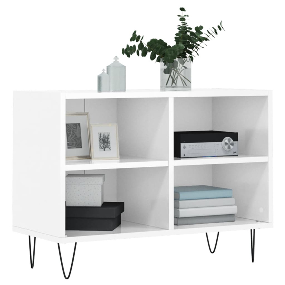 vidaXL 4 Shelf High Gloss White TV Cabinet Image 3
