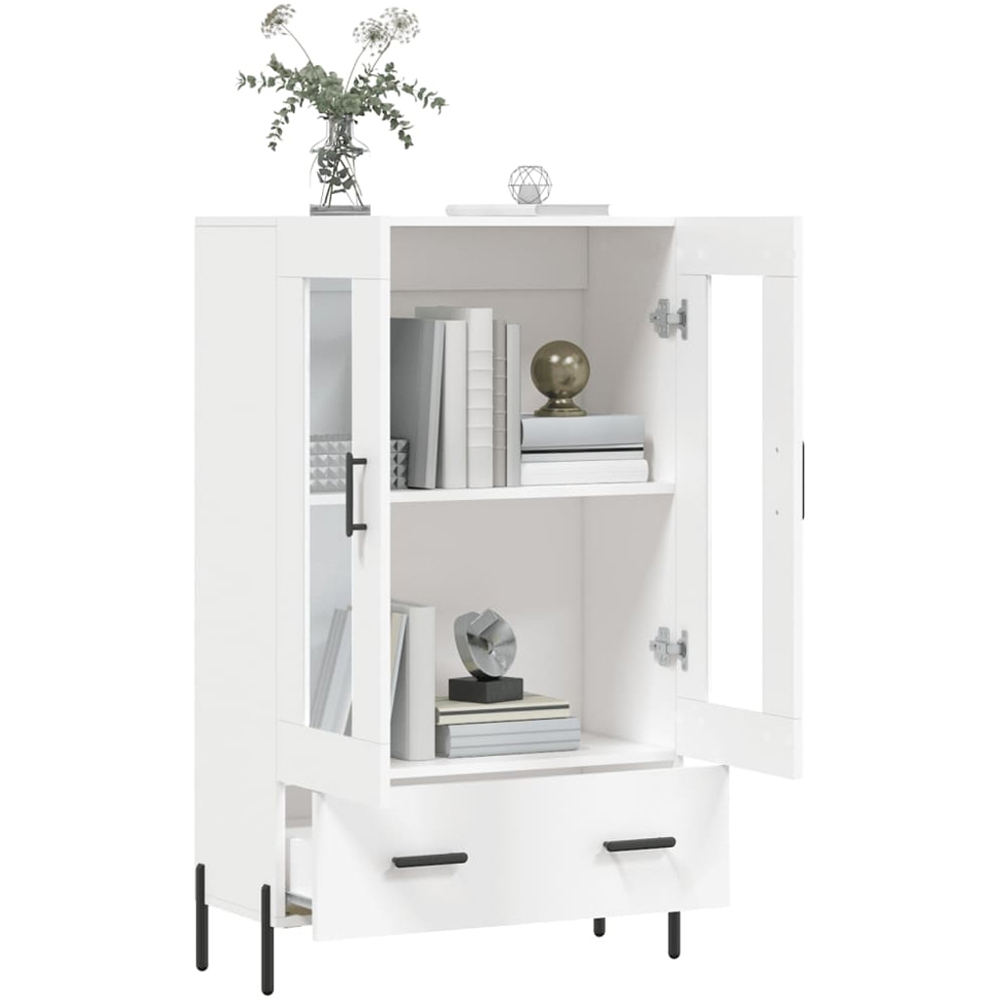 vidaXL 2 Glass Door 2 Drawer White Highboard Image 4