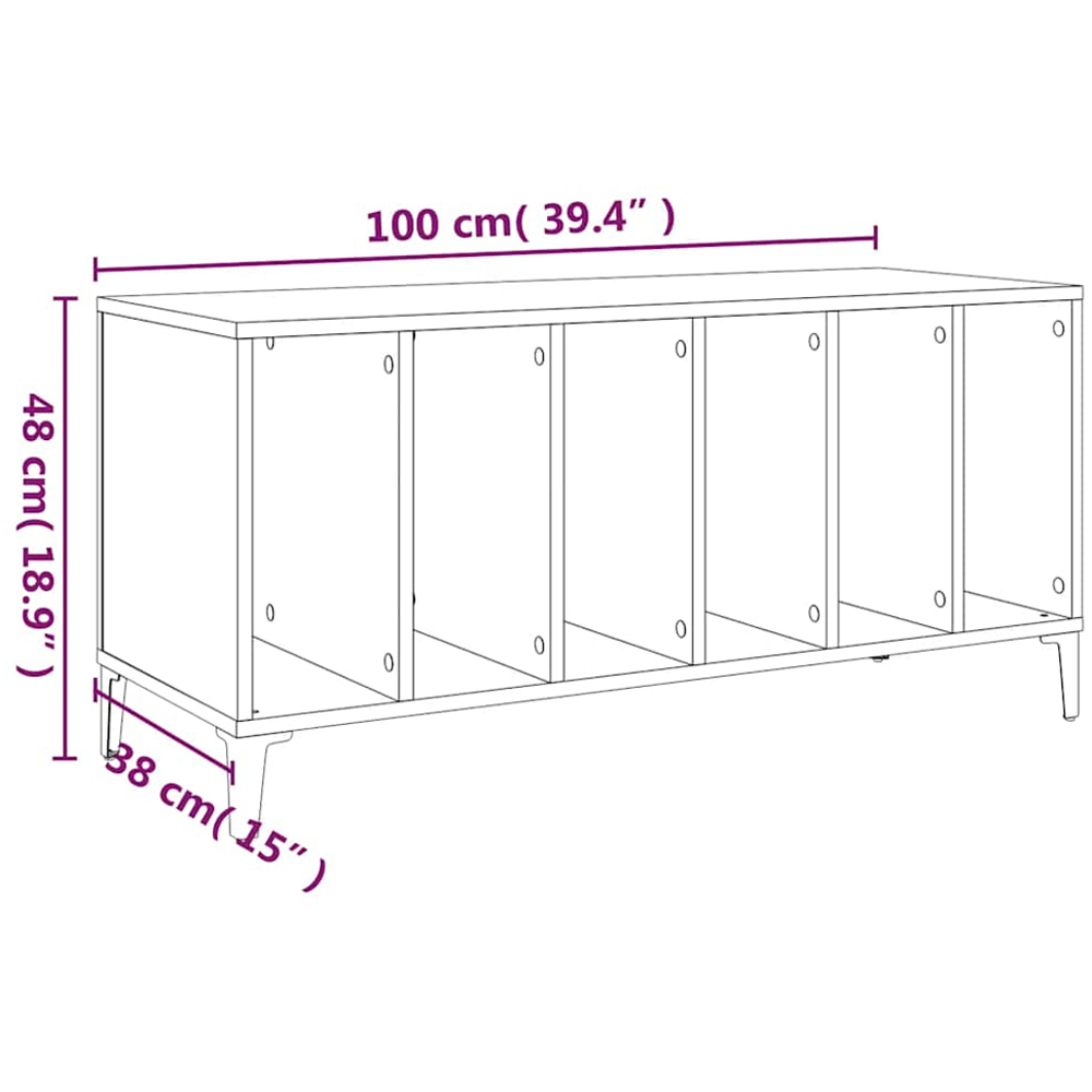 vidaXL 6 Shelf Black Record Cabinet Image 8