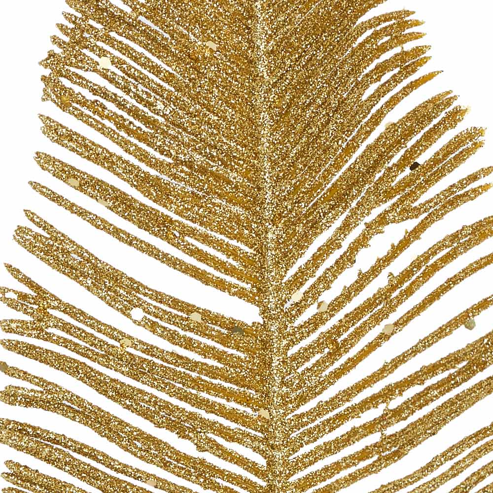 Wilko Luxe  Gold Glitter Leaf Pick Christmas Baubles 6 Pack Image 3