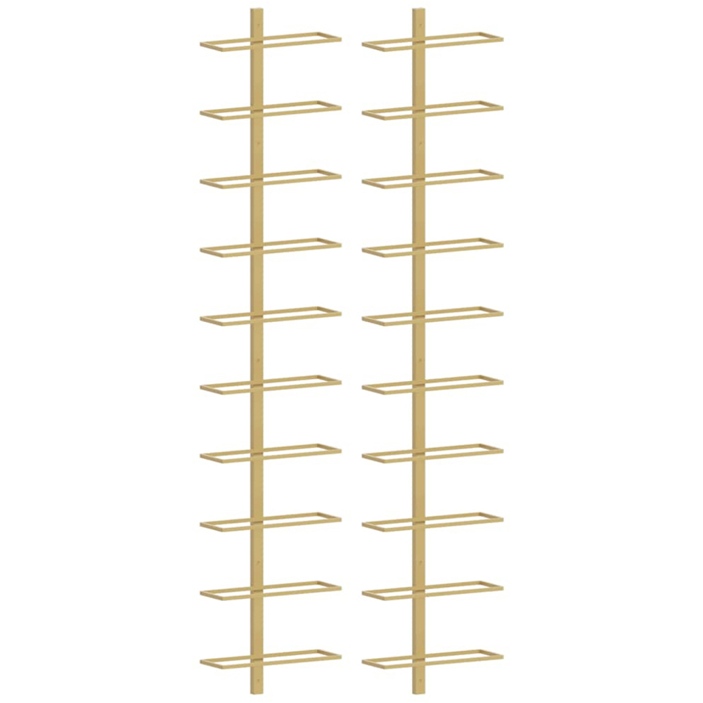 vidaXL 10 Bottle Gold Wall Mounted Wine Rack Set of 2 Image 3