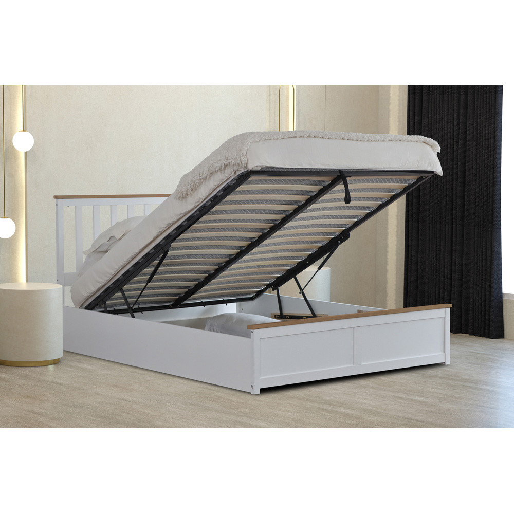 Comfy Living King Size White Gas Lift Ottoman Bed Image 5