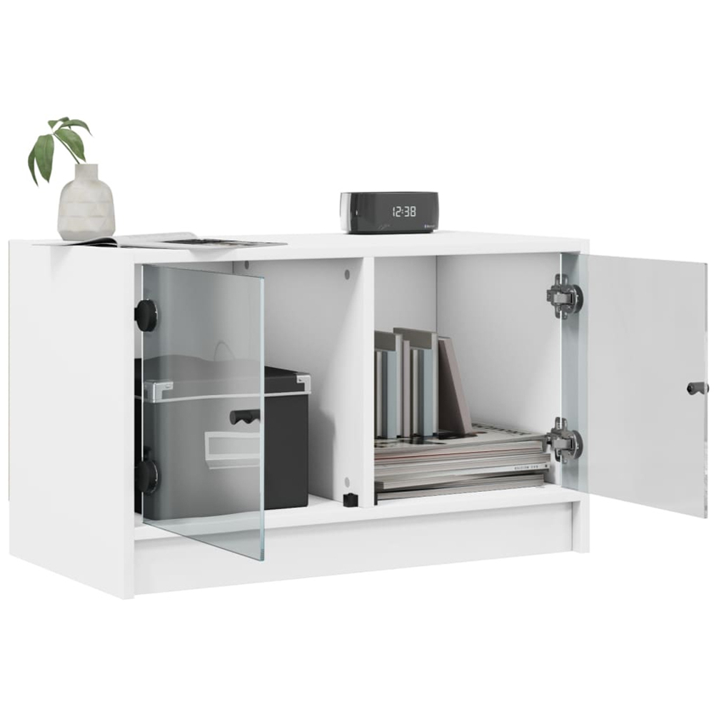 vidaXL 2 Glass Door White TV Cabinet Image 4