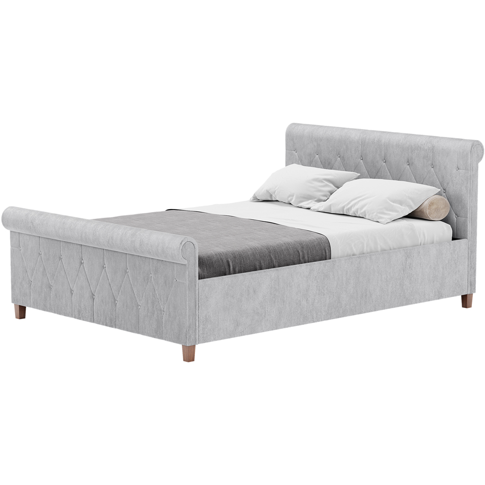 Home Vida Vittorio Double Silver Crushed Velvet Bed Image 2