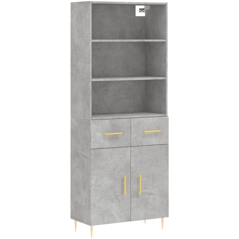 vidaXL 2 Door 2 Drawer 3 Shelf Concrete Grey Highboard Image 2