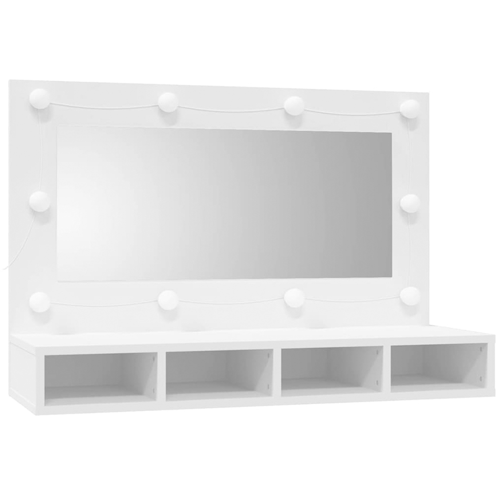 vidaXL 4 Open Shelf White LED Mirror Wall Mounted Bathroom Cabinet Image 3