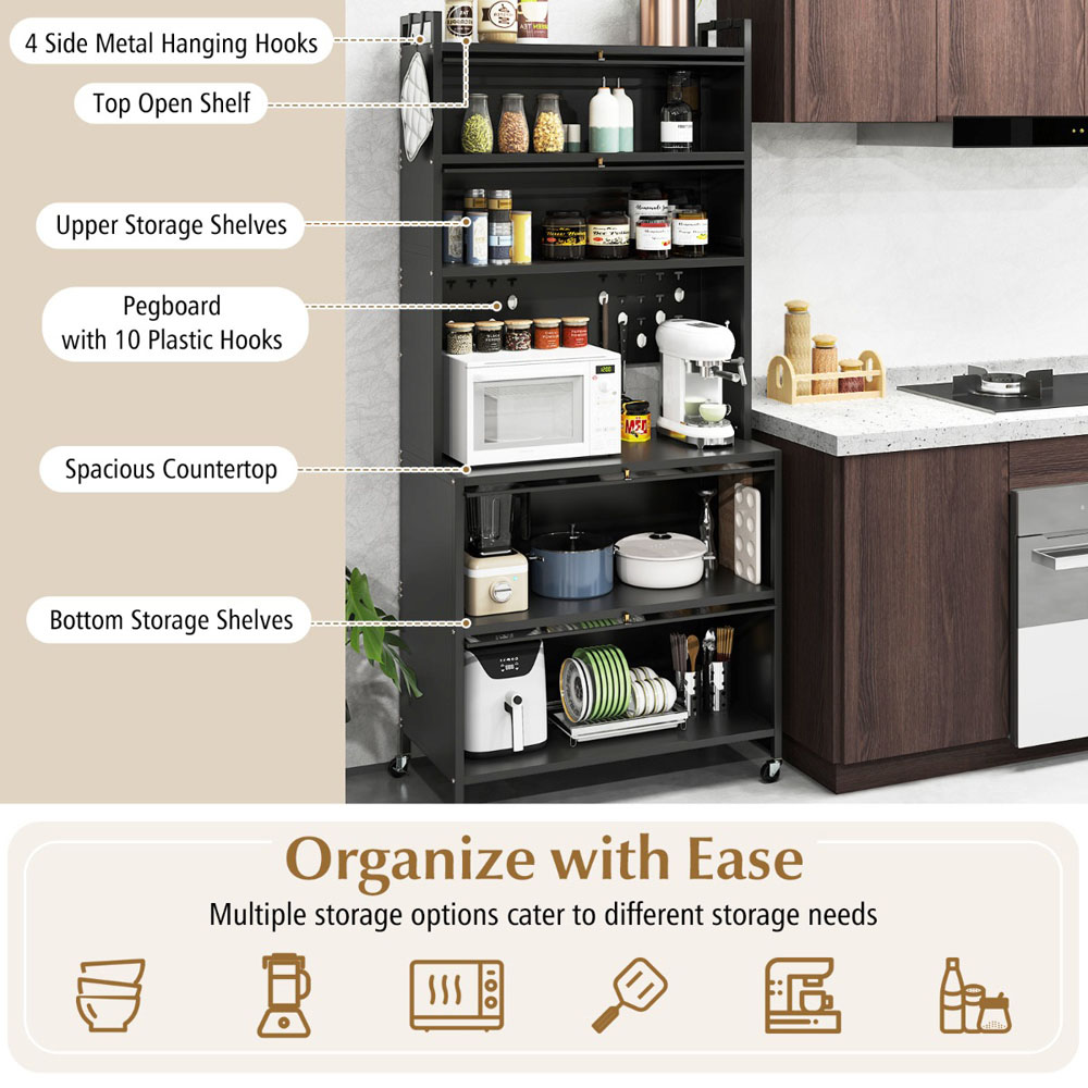 Costway 4 Door Black Multifunctional Pantry Cabinet Image 7