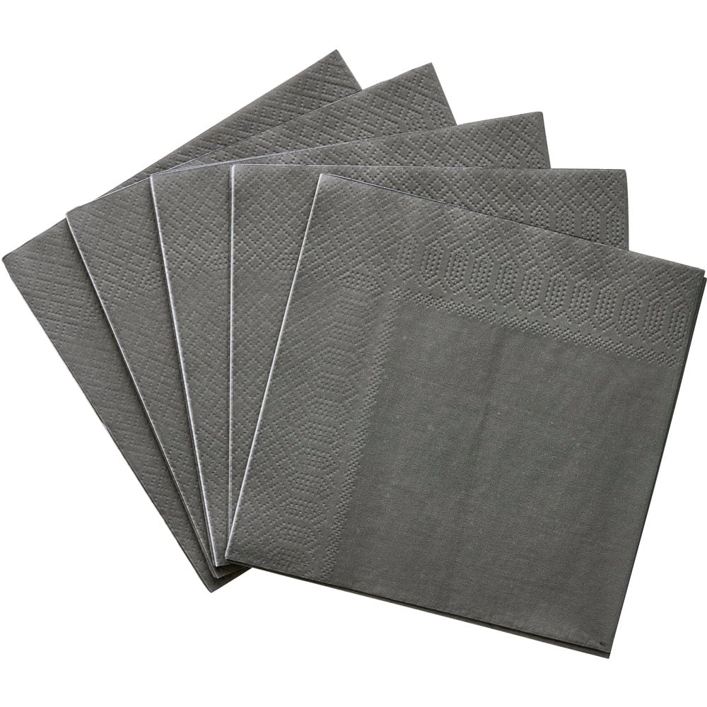 Wilko Grey 2ply Napkins 20 Pack   Image 1