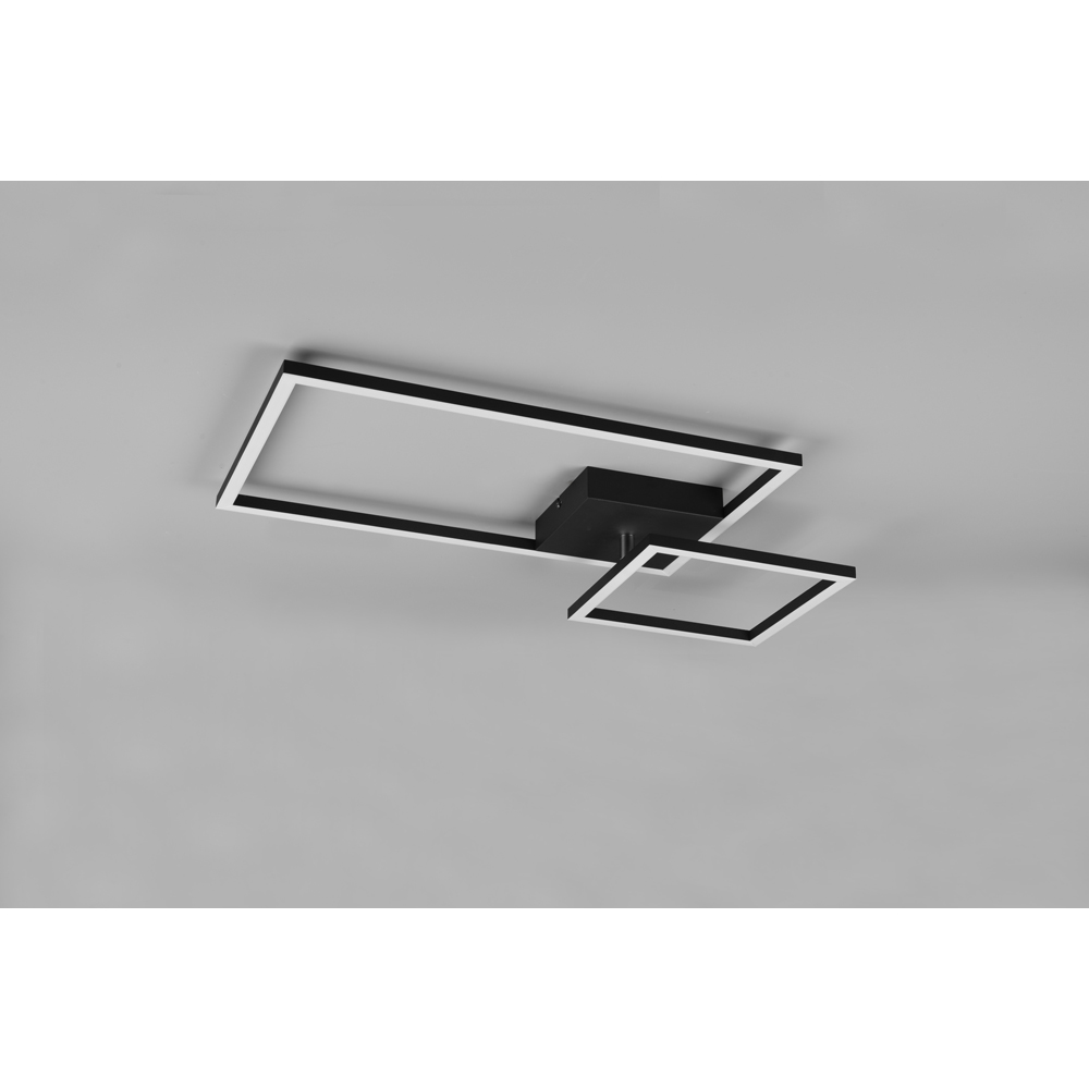 TRIO Padella Matt Black Rectangular LED Ceiling Light Image 6