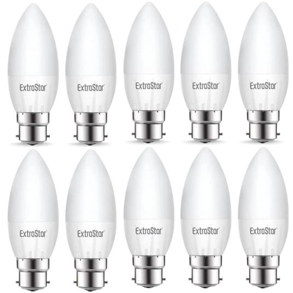 ExtraStar 10 Pack B22 7W Warm White LED Candle Light Bulb Image 1
