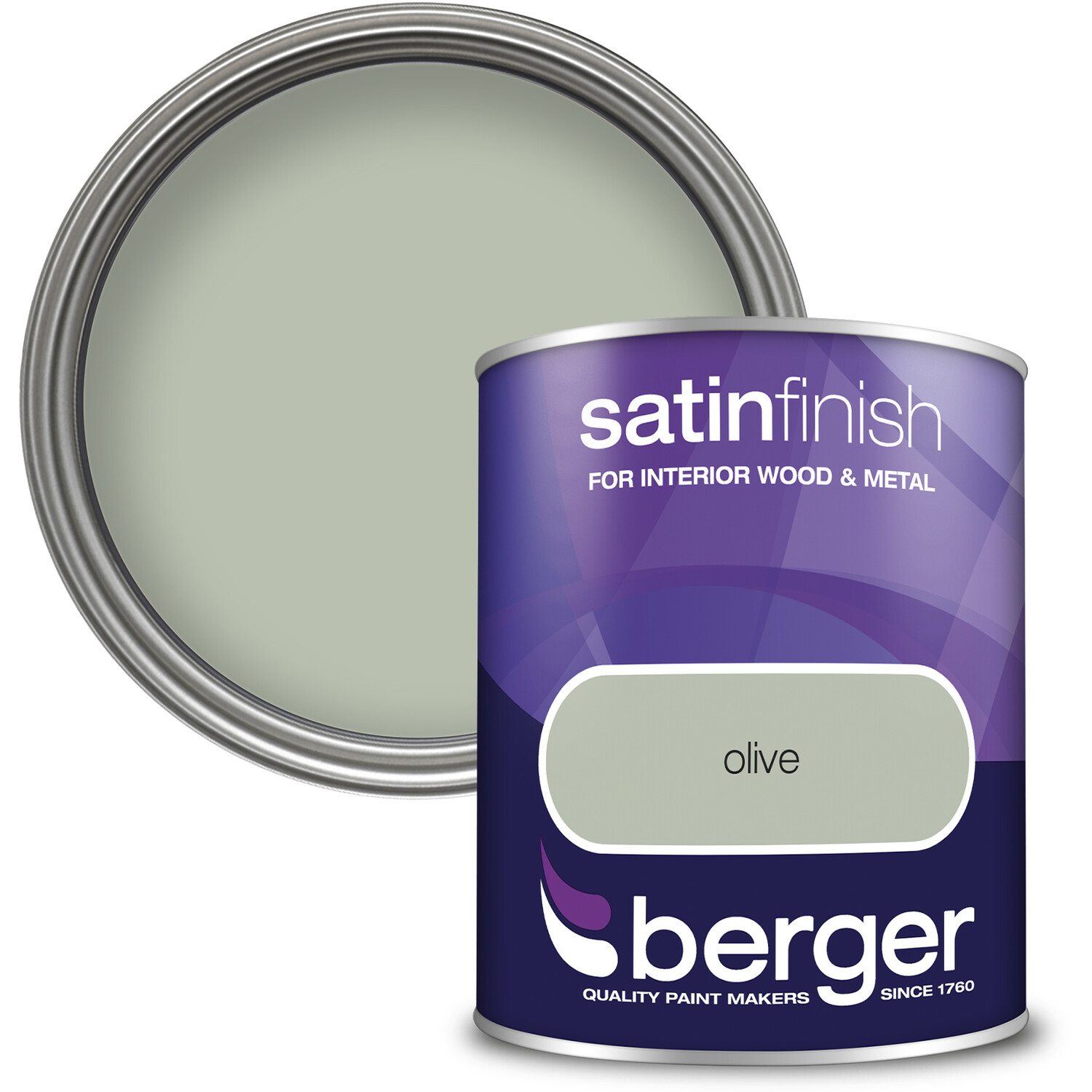Berger Wood and Metal Olive Satin Finish Paint 750ml Image 1