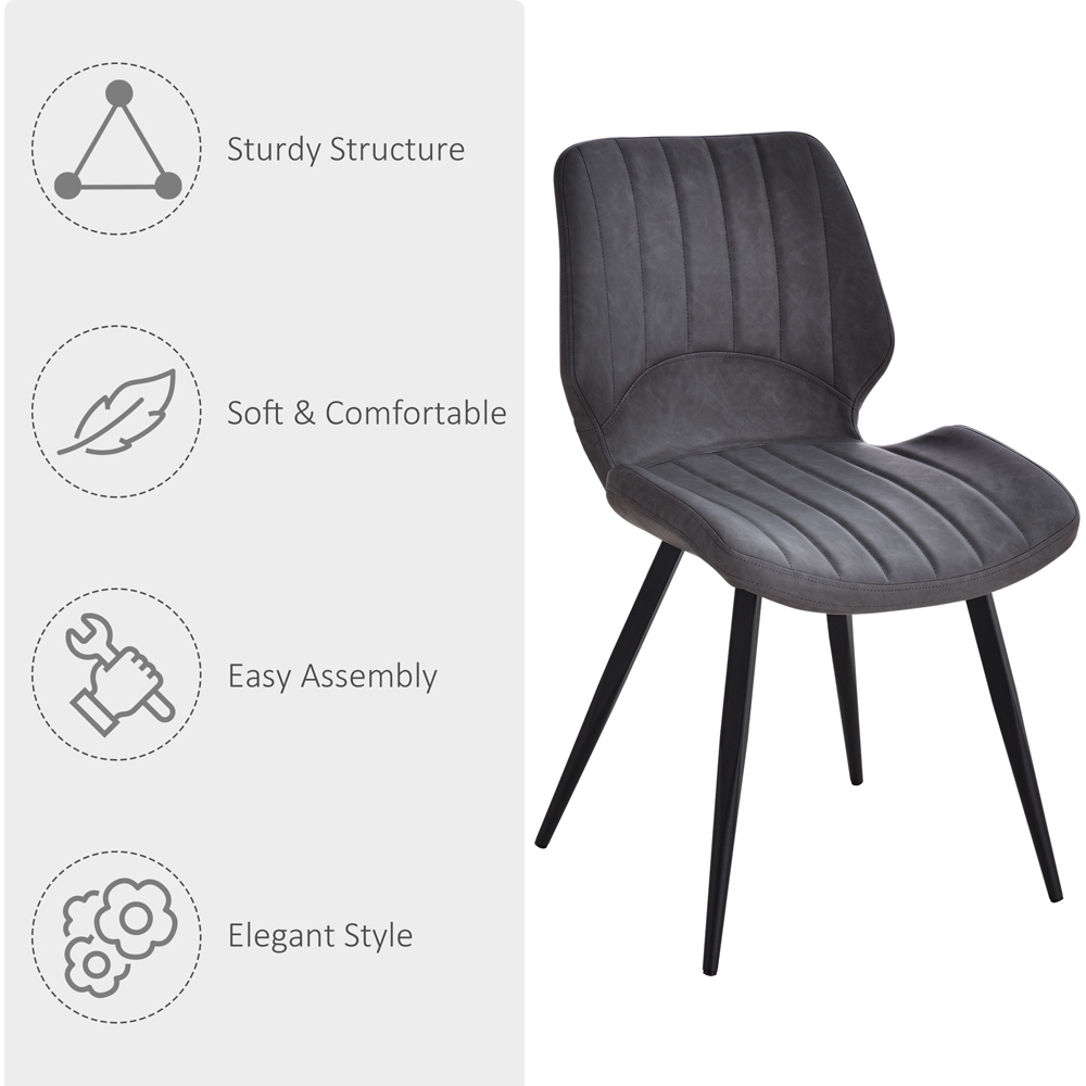 Portland Set of 2 Grey Faux Leather Dining Chair Image 6