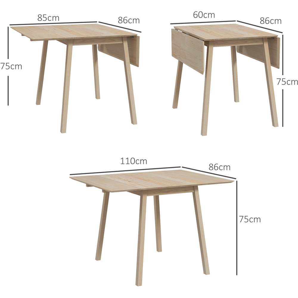 HOMCOM 4 Seater Natural Folding Drop Leaf Dining Table Image 9