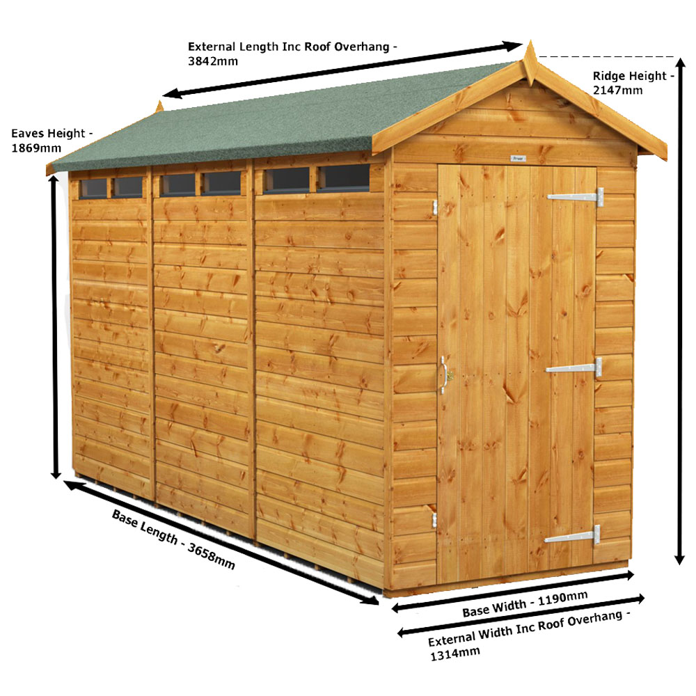 Power Sheds 12 x 4ft Apex Security Shed Image 6