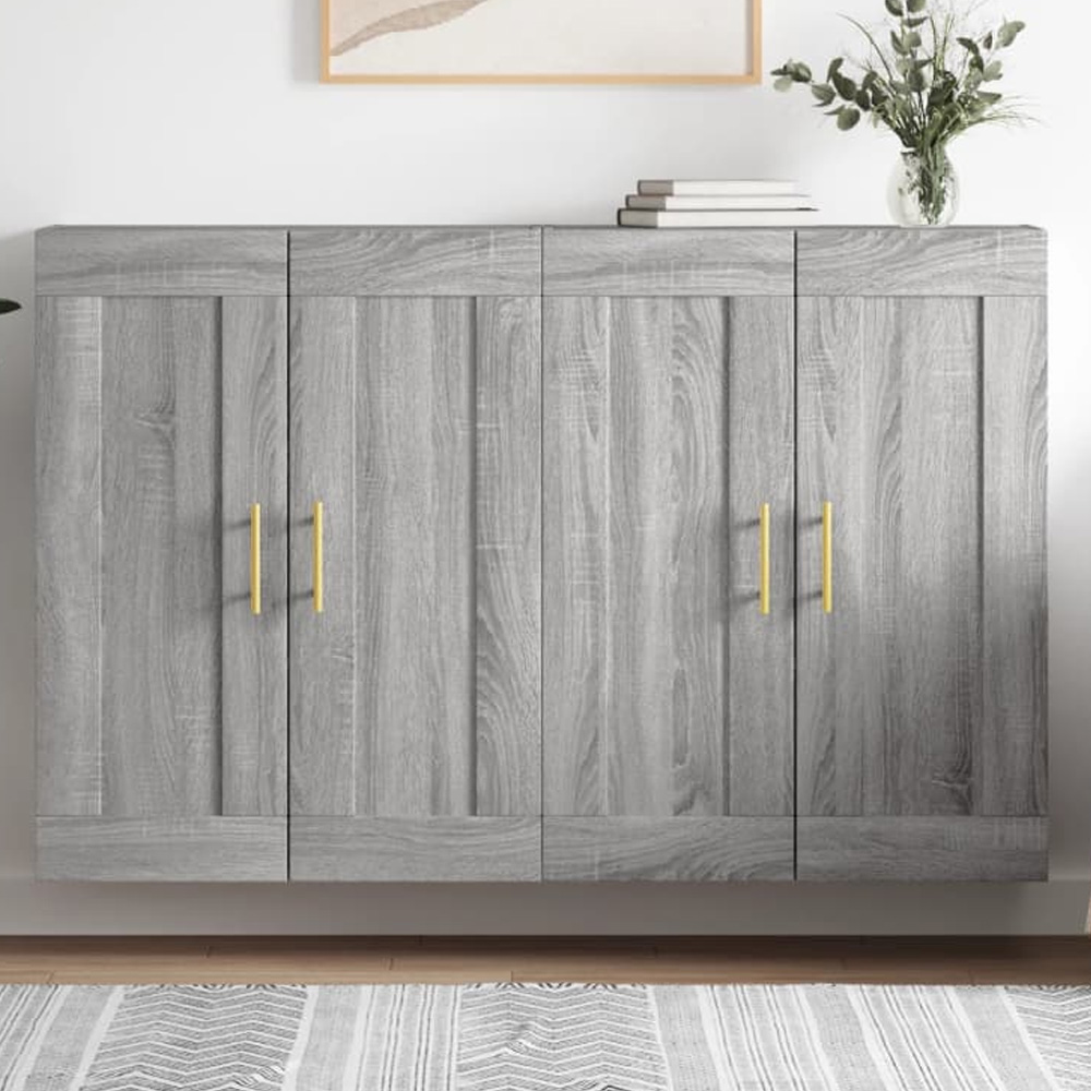 vidaXL 2 Door Grey Sonoma Wall Mounted Cabinet Set of 2 Image 1