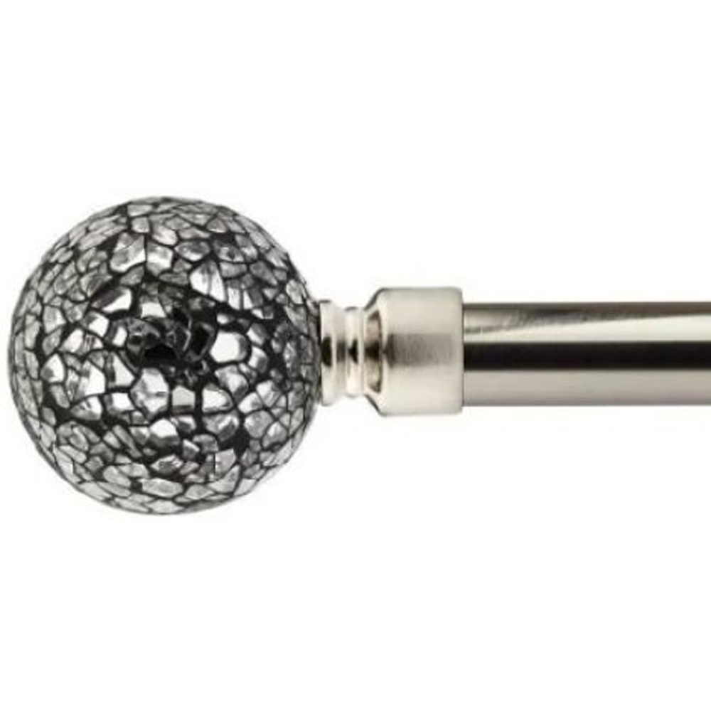 New Edge Blinds Mirrored 160-300cm Extendable Brushed Silver Eyelet Curtain Pole Set Image 1