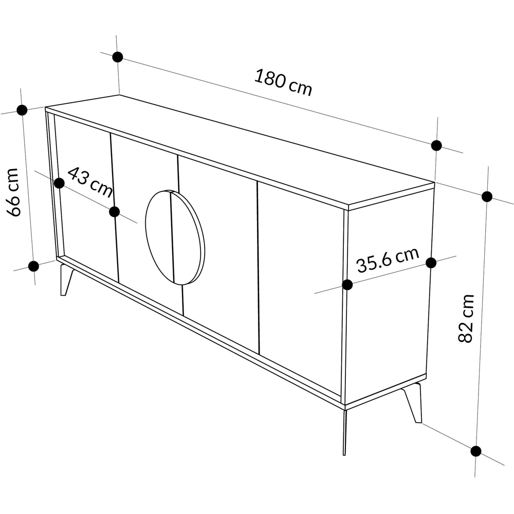 Decortie Gora 4 Door Mocha Grey and White Sideboard Image 7