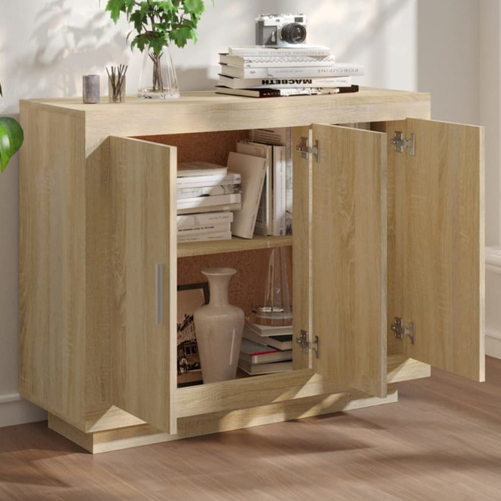 vidaXL 3 Door Sonoma Oak Sideboard Image 1