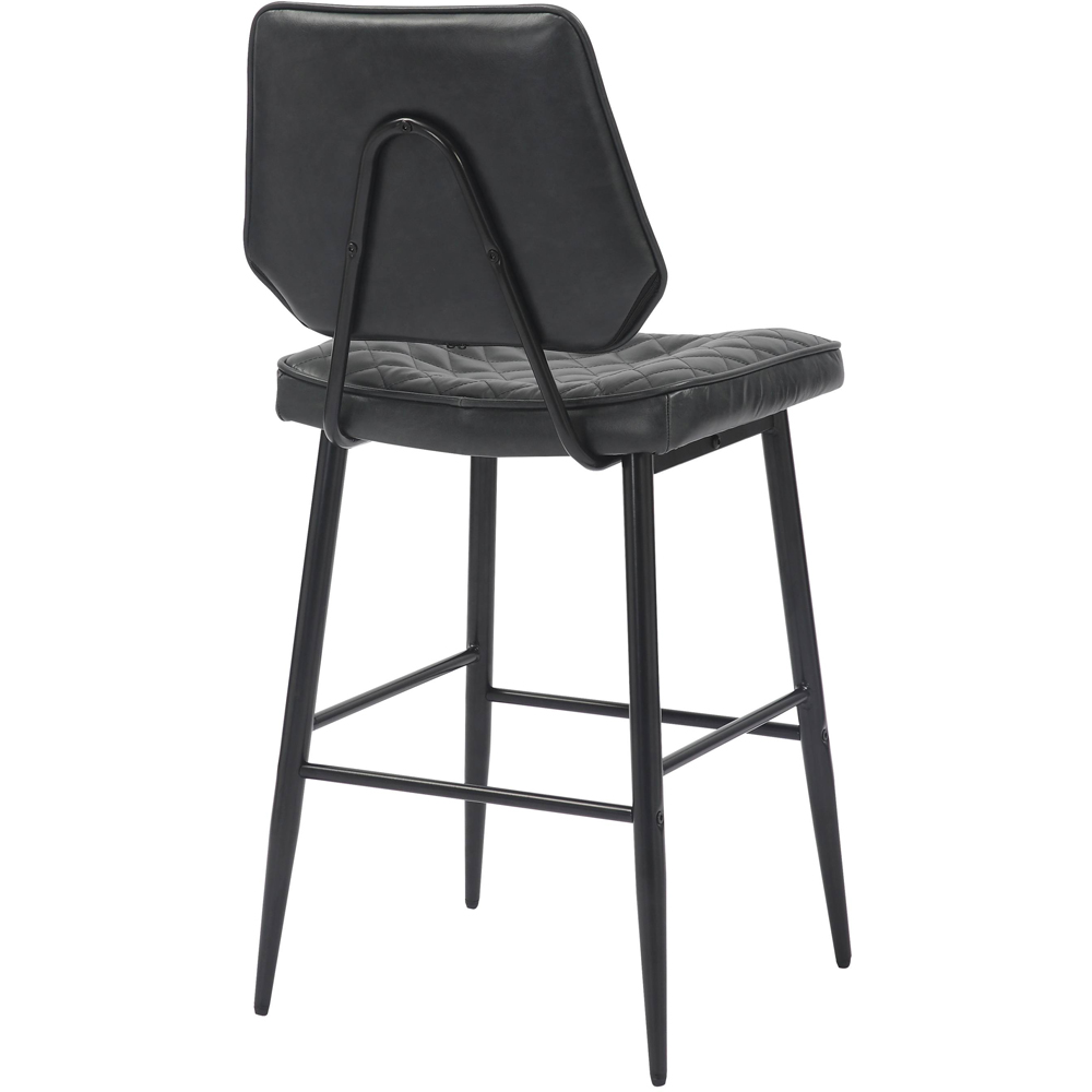 Garrick Set of 2 Real Leather Black Bar Stool Image 4