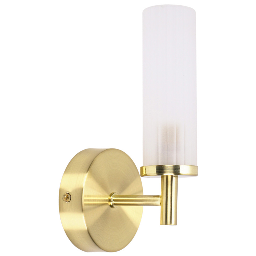 ValueLights Canya Matte Gold Frosted Reeded Glass LED Wall Light Image 1