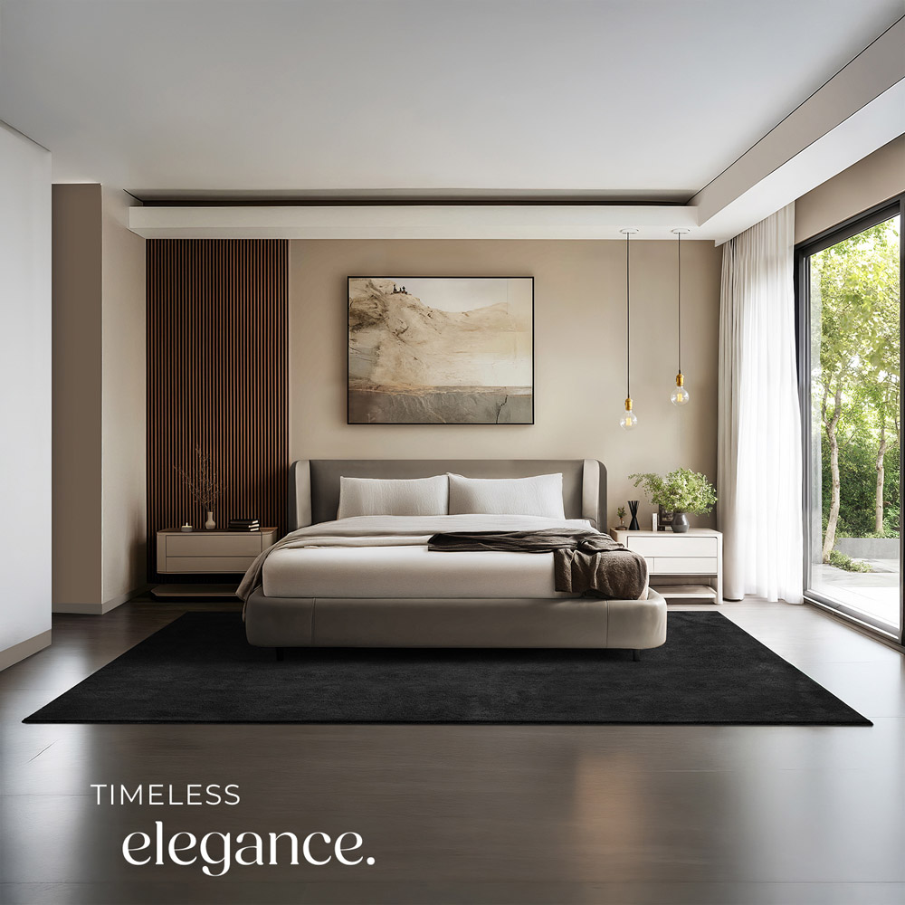 tectake Zonelle Black Short Pile Ultra Soft Rug 290 x 200cm Image 6
