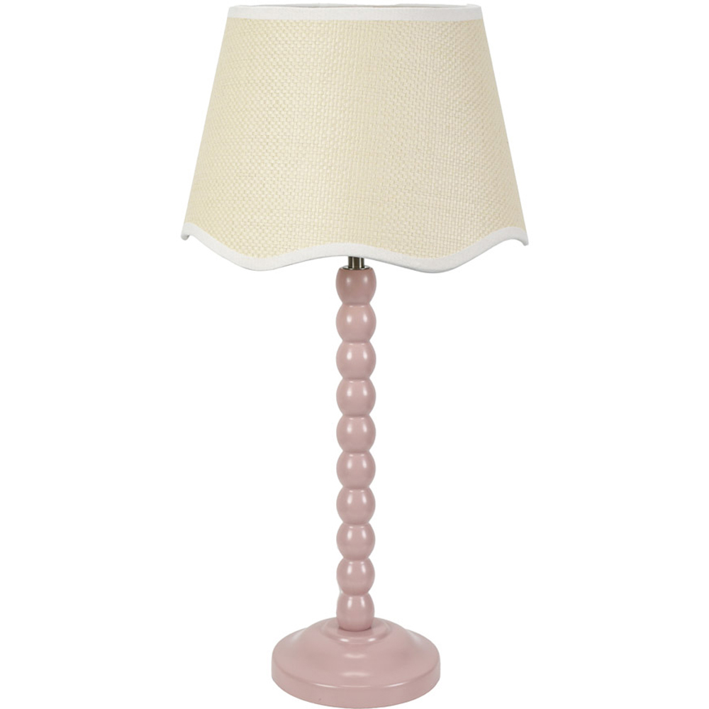 ValueLights Bobbins Linen Scallop White Edge Shade Painted Rose LED Table Lamp Image 1