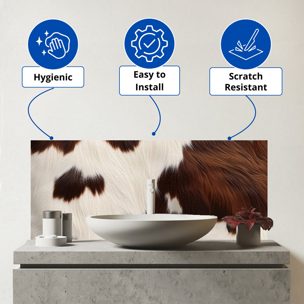 Warren Reed Designer Cow Hide Print Design Bathroom Splashback 25 x 60cm Image 3