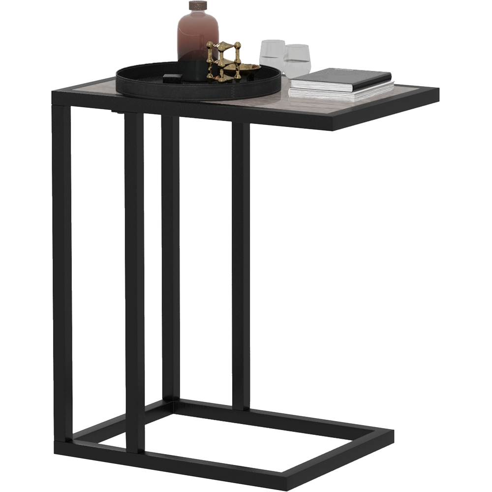Portland Grey Marble Effect Top C Shape Side Table Image 2