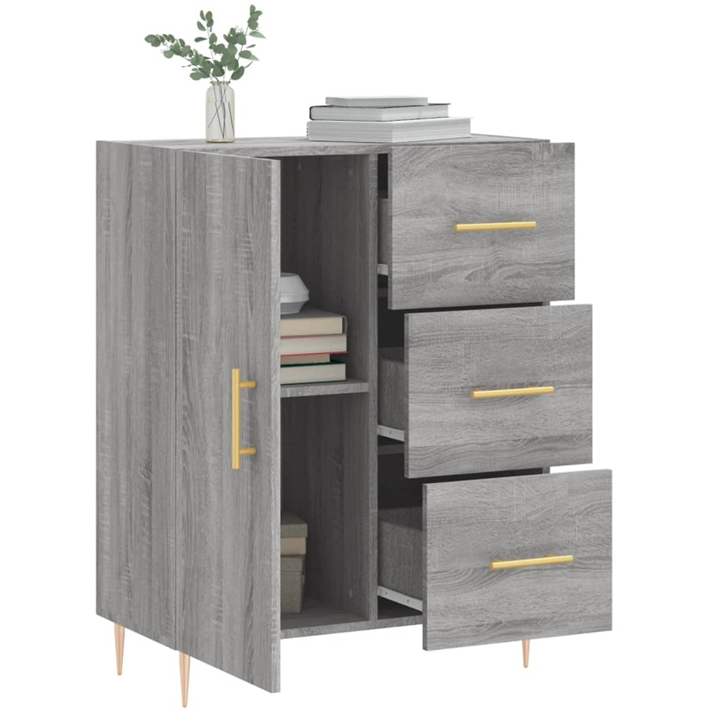 vidaXL Single Door 3 Drawer Grey Sonoma Sideboard Image 4