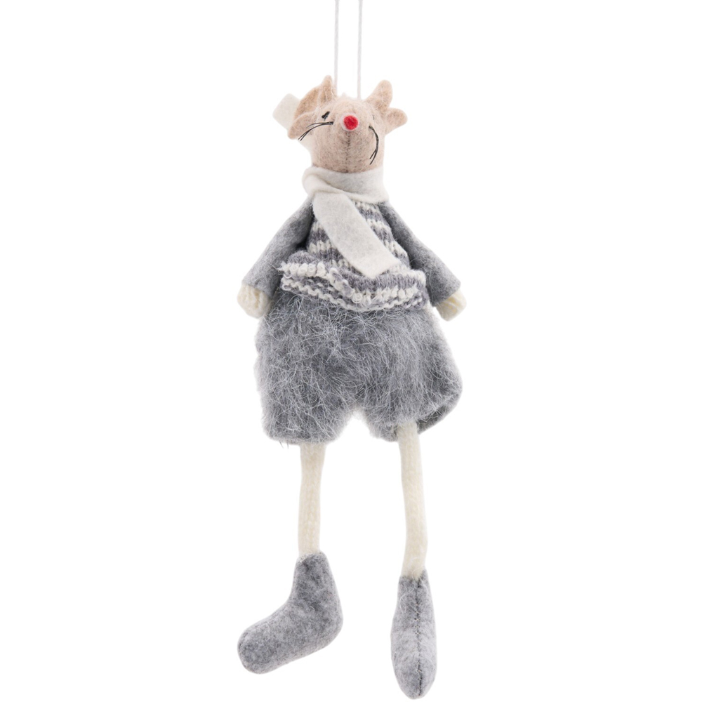 Grey Scandi Mouse Hanging Decoration Image 4